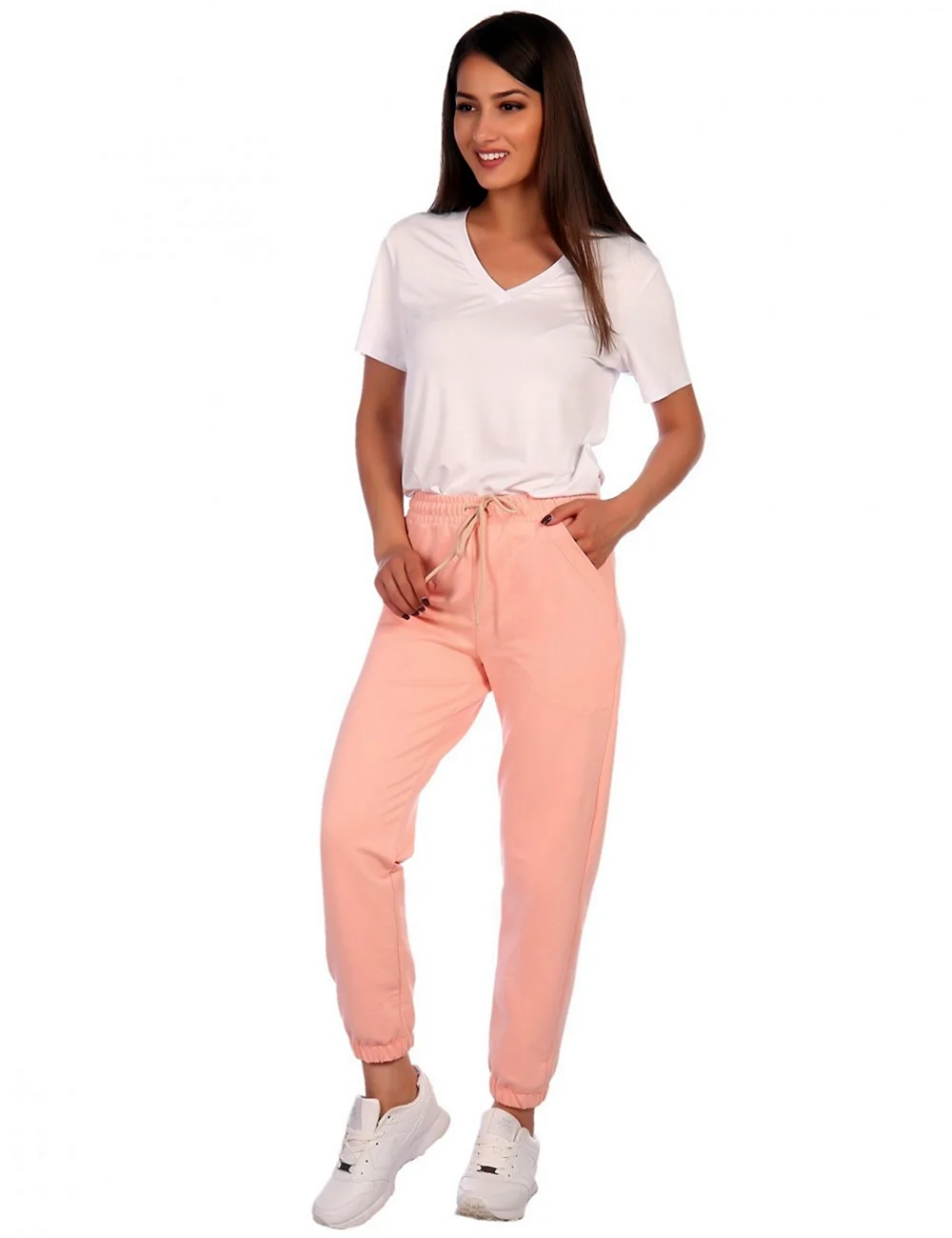 Персиковые брюки женские
