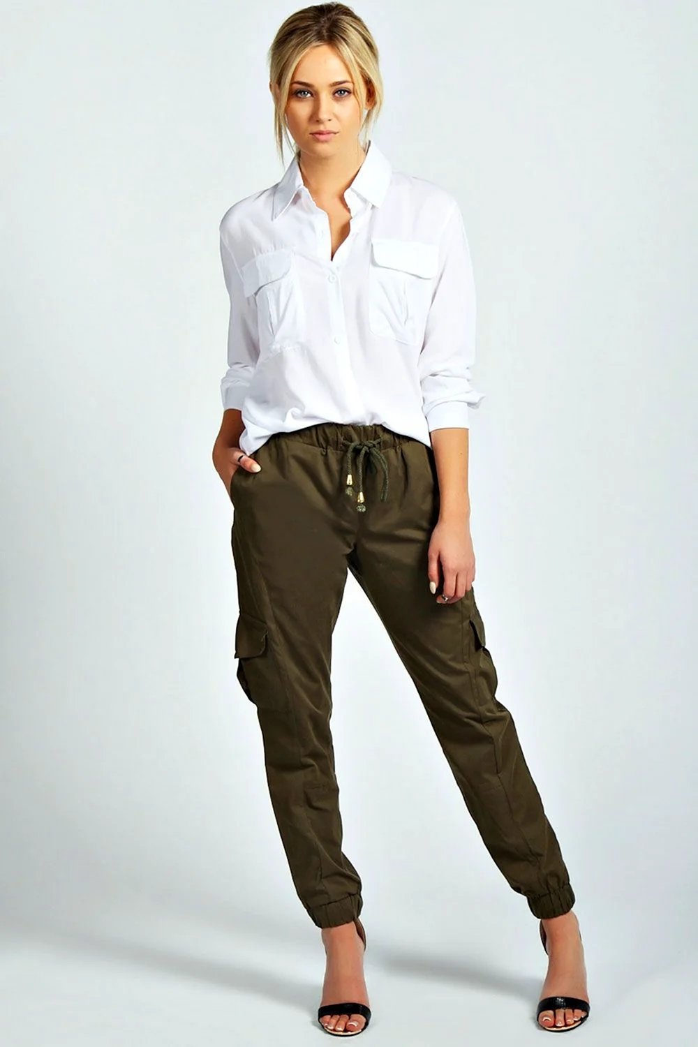 Брюки карго хаки женские бананы