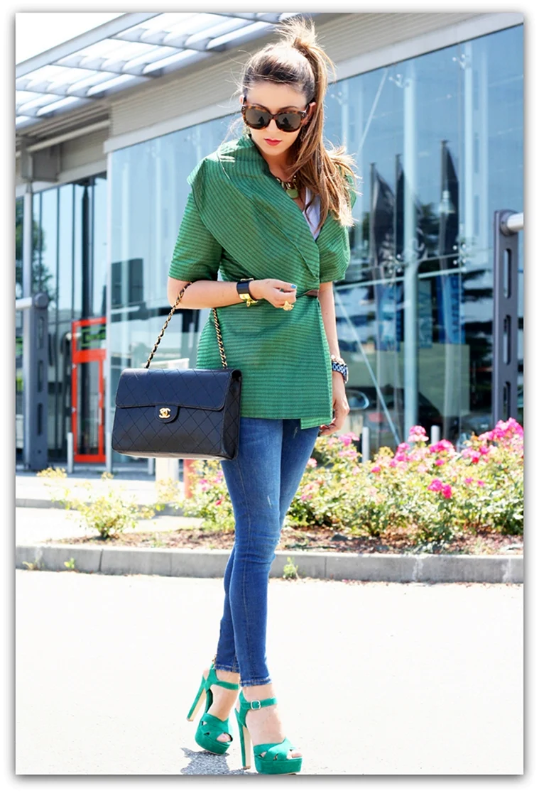 Образ с зелеными туфлями