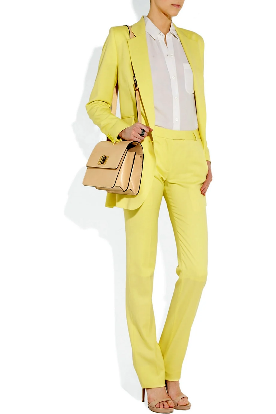 Лимонный костюм женский брючный