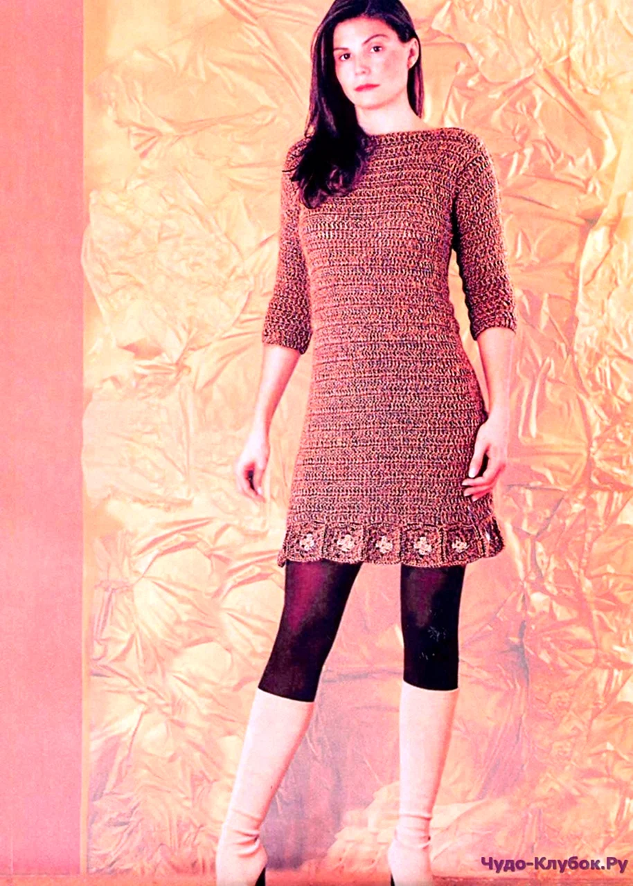 Платье крючком для женщин теплое
