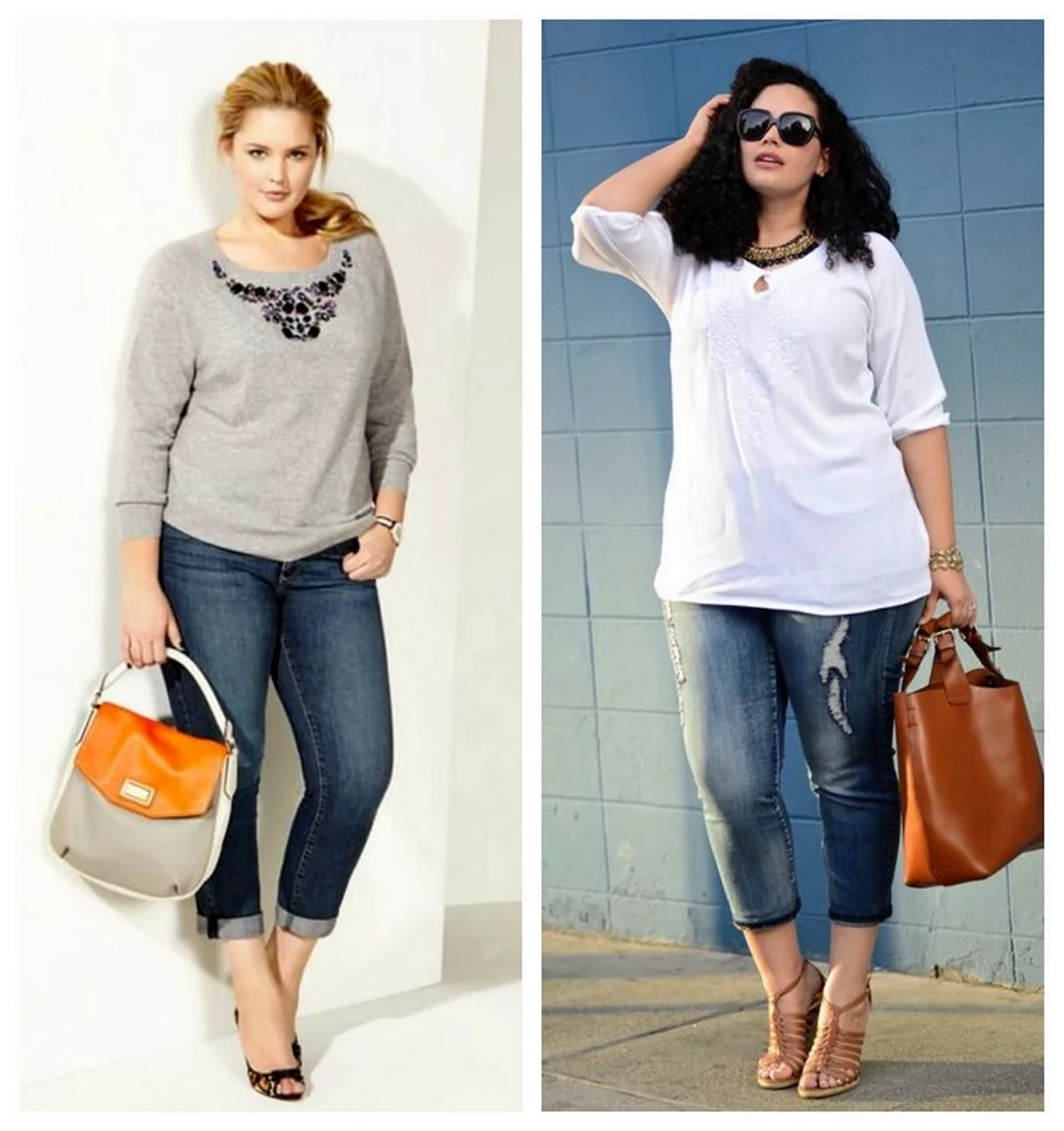 Укороченные джинсы для полных женщин