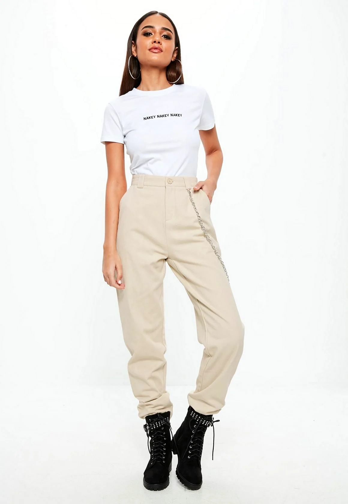 Бежевые брюки карго женские