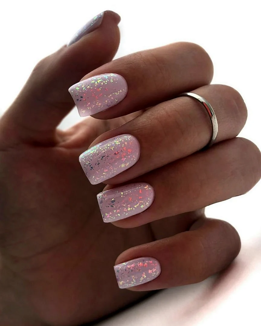 Маникюр хлопья Юки нюд