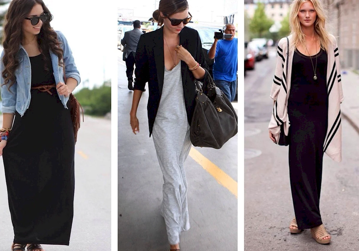 Длинное платье майка с пиджаком