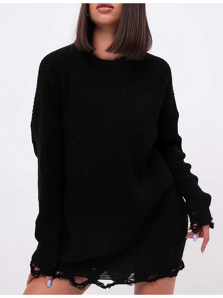 Длинный рваный свитер