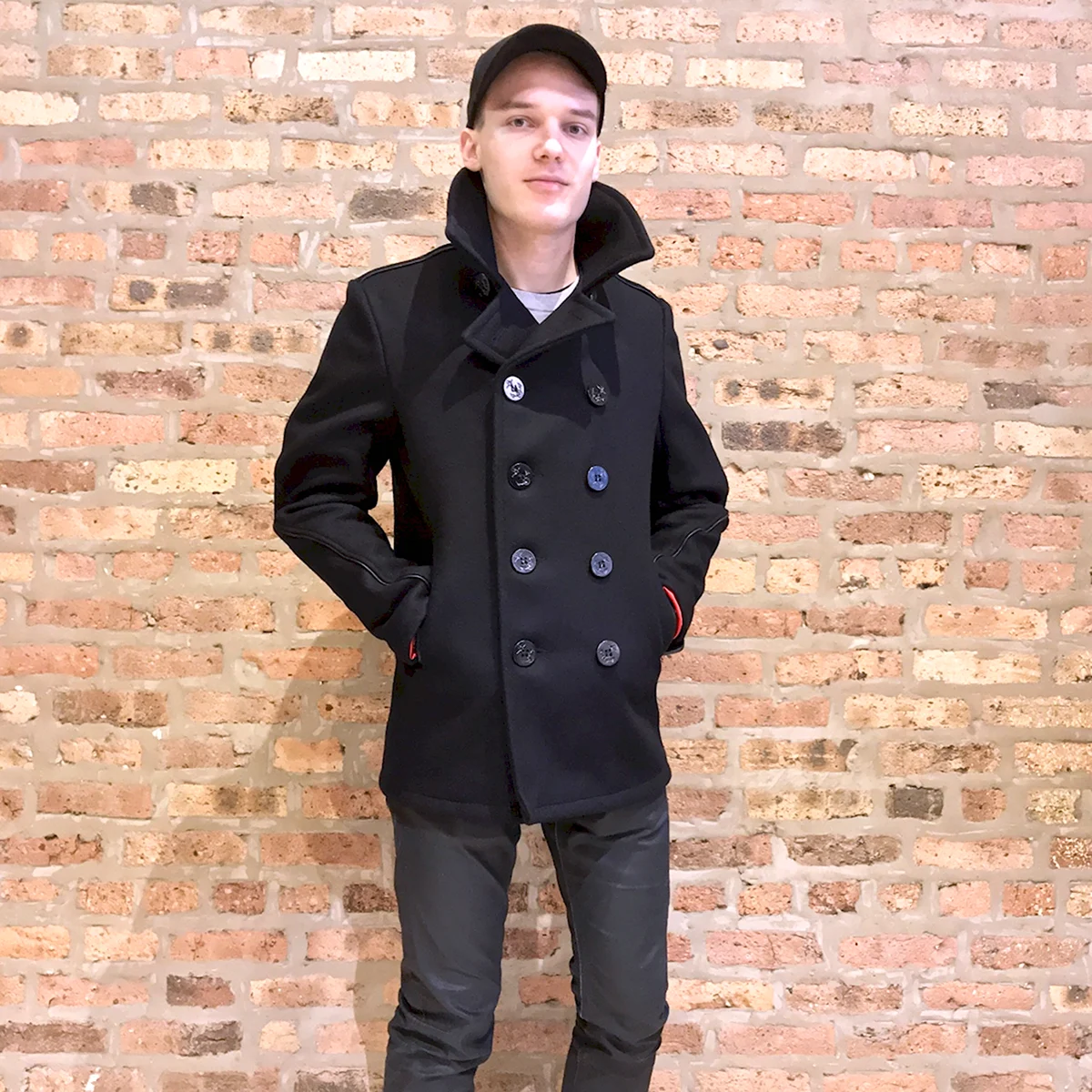 Мужской бушлат Schott Classic Melton Wool Navy Peacoat 740