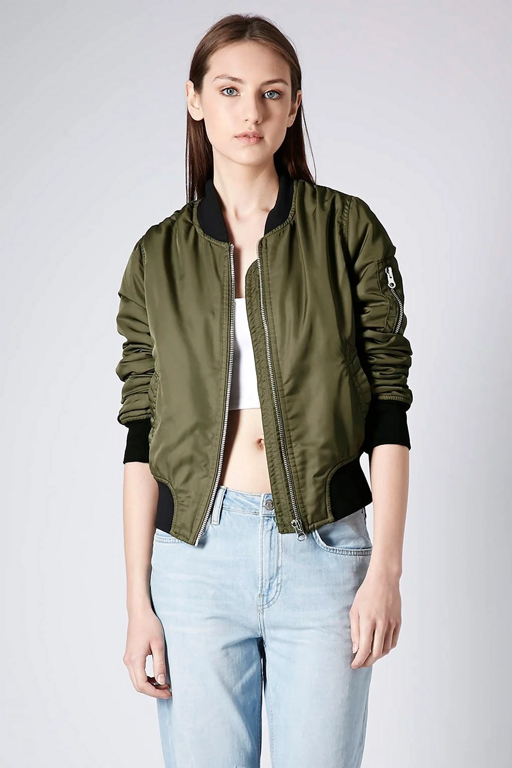 Бомбер Zara зеленый