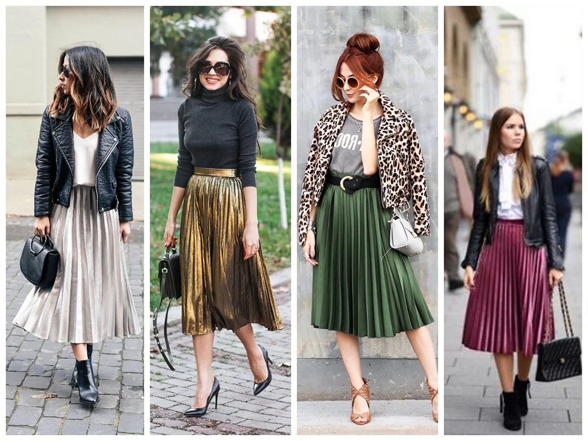 Юбка плиссе с сапогами