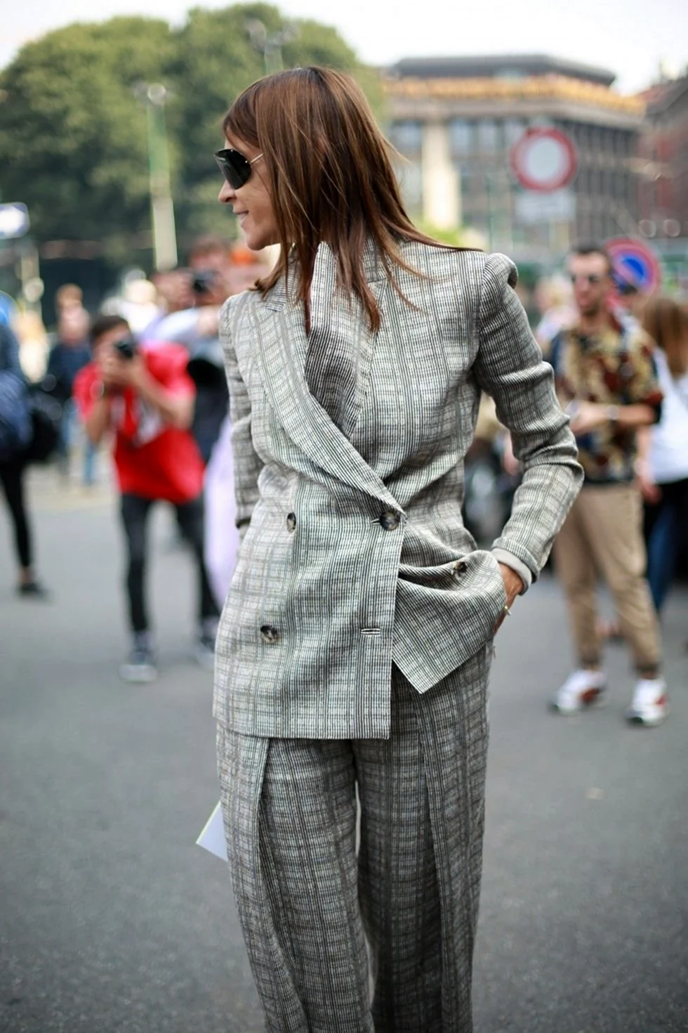 Пиджак в клетку стритстайл