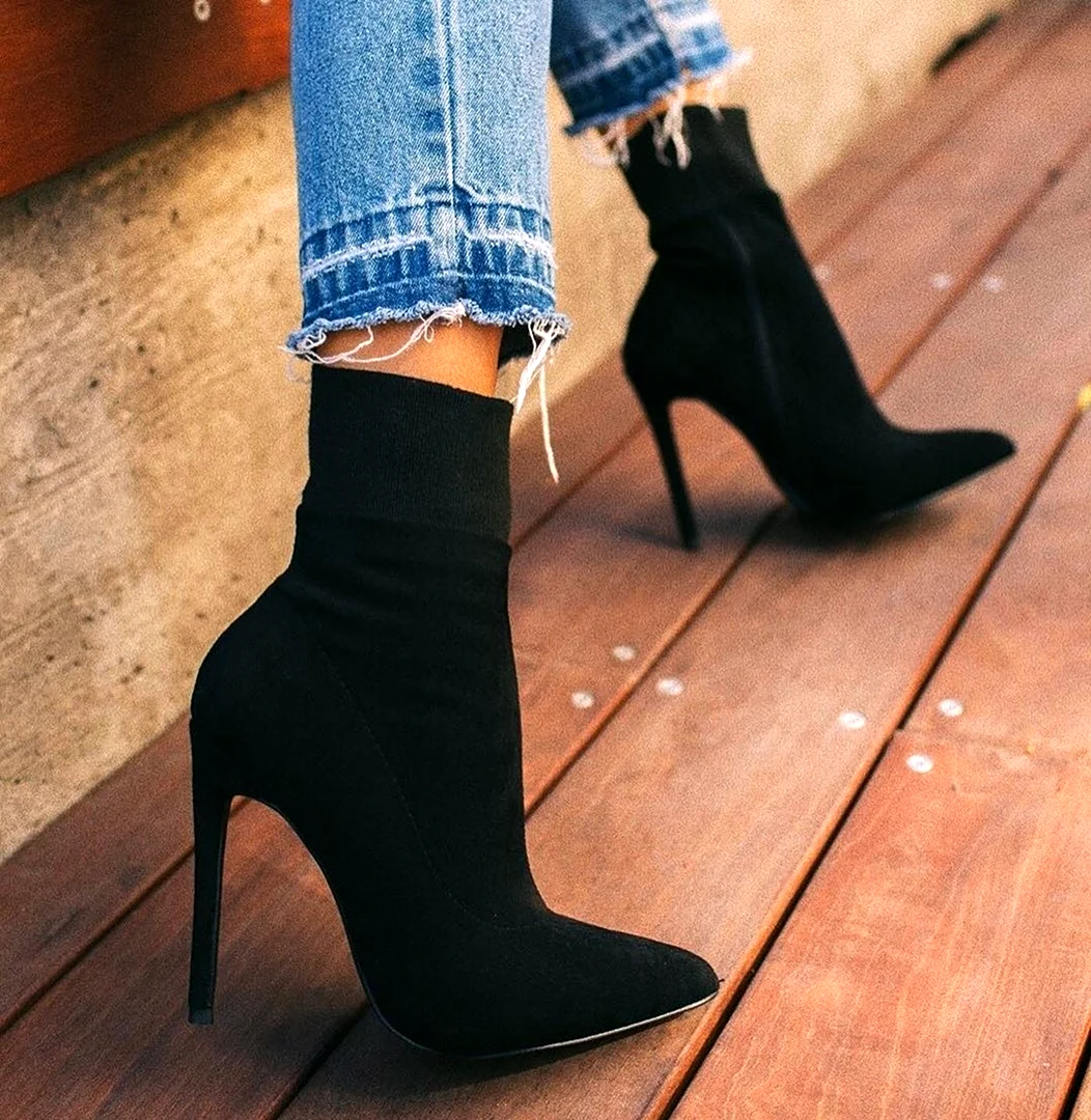 Сапоги-чулки стрейч короткие