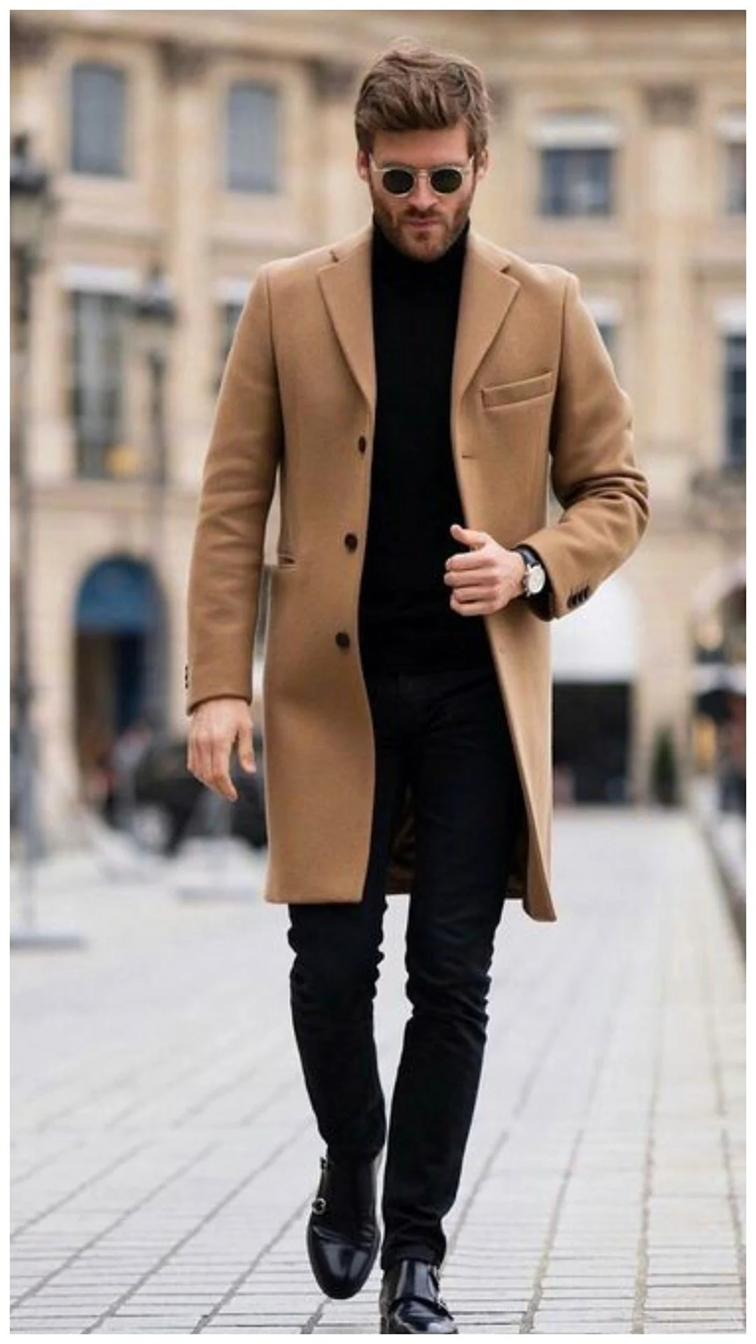 Коричневое пальто мужское