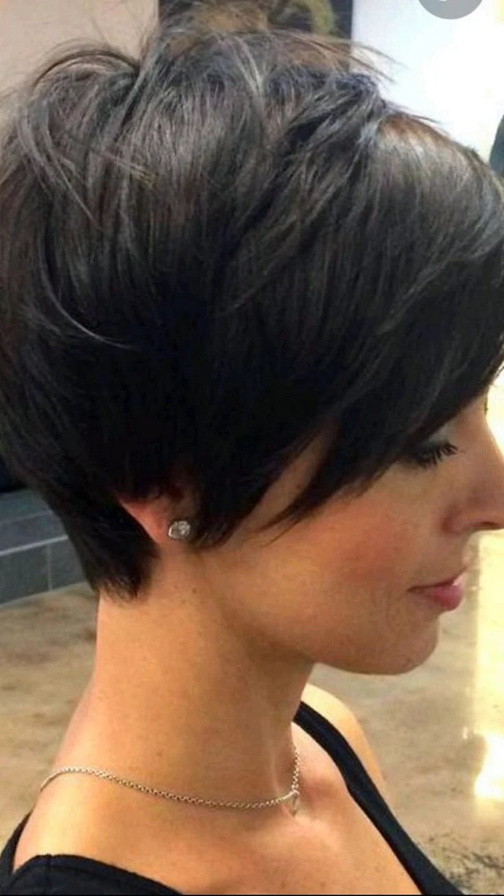 Пикси Боб стрижка на темные волосы