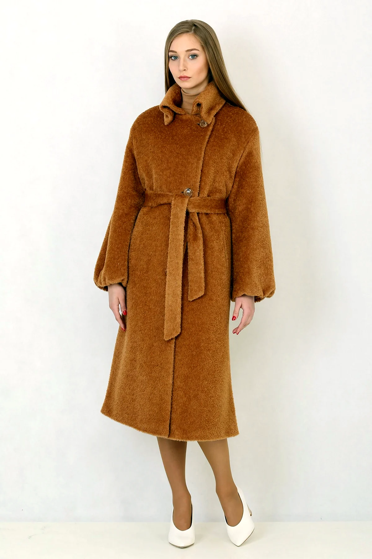 Пальто альпака кэмел