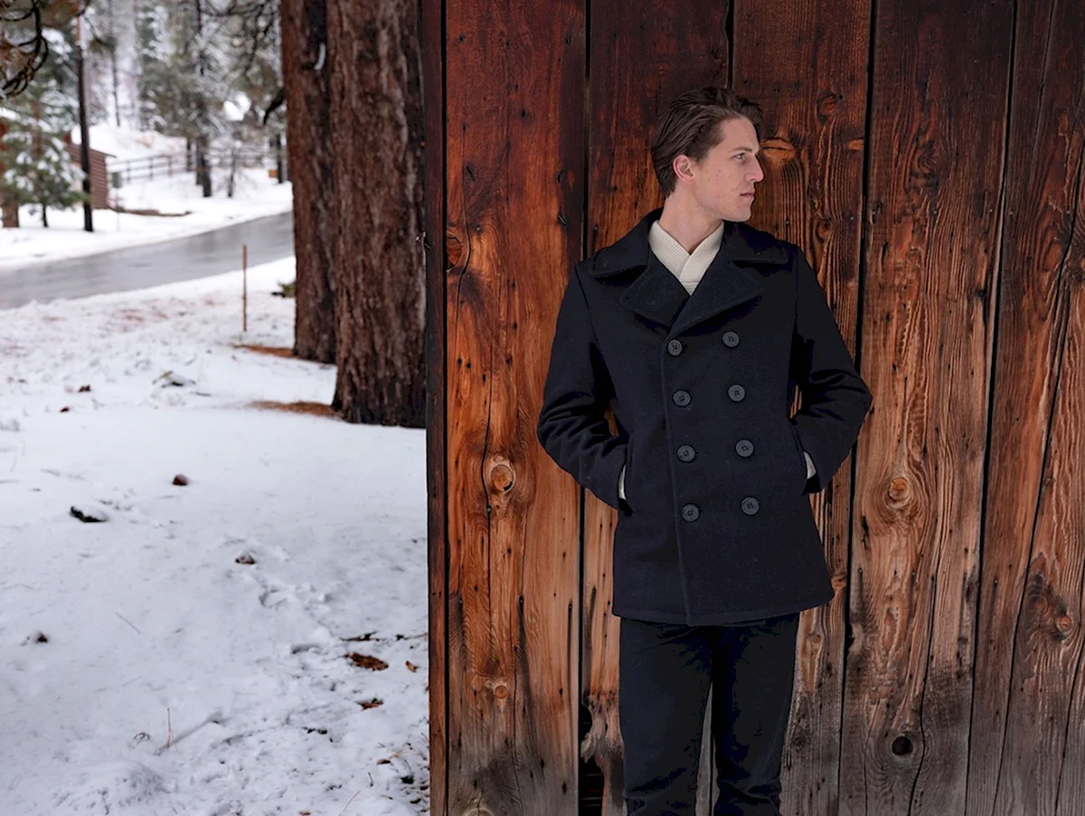 Мужской бушлат Schott Classic Melton Wool Navy Peacoat 740