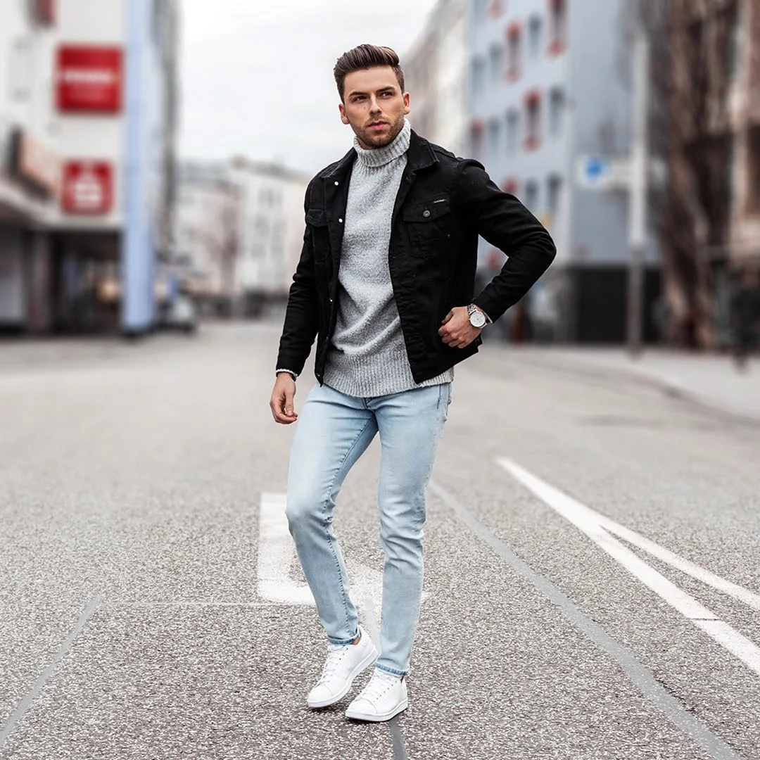 Джемпер и джинсы образ мужской