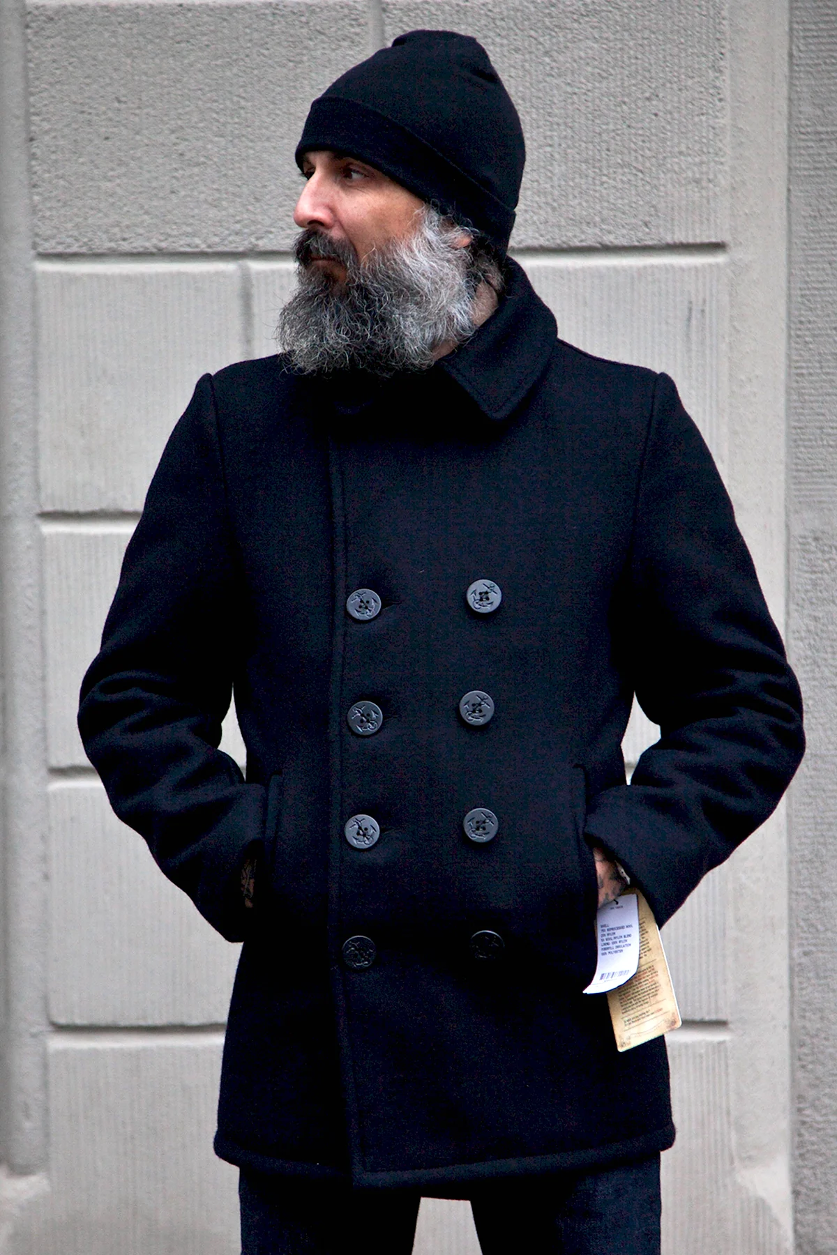 Мужской бушлат Schott Classic Melton Wool Navy Peacoat 740