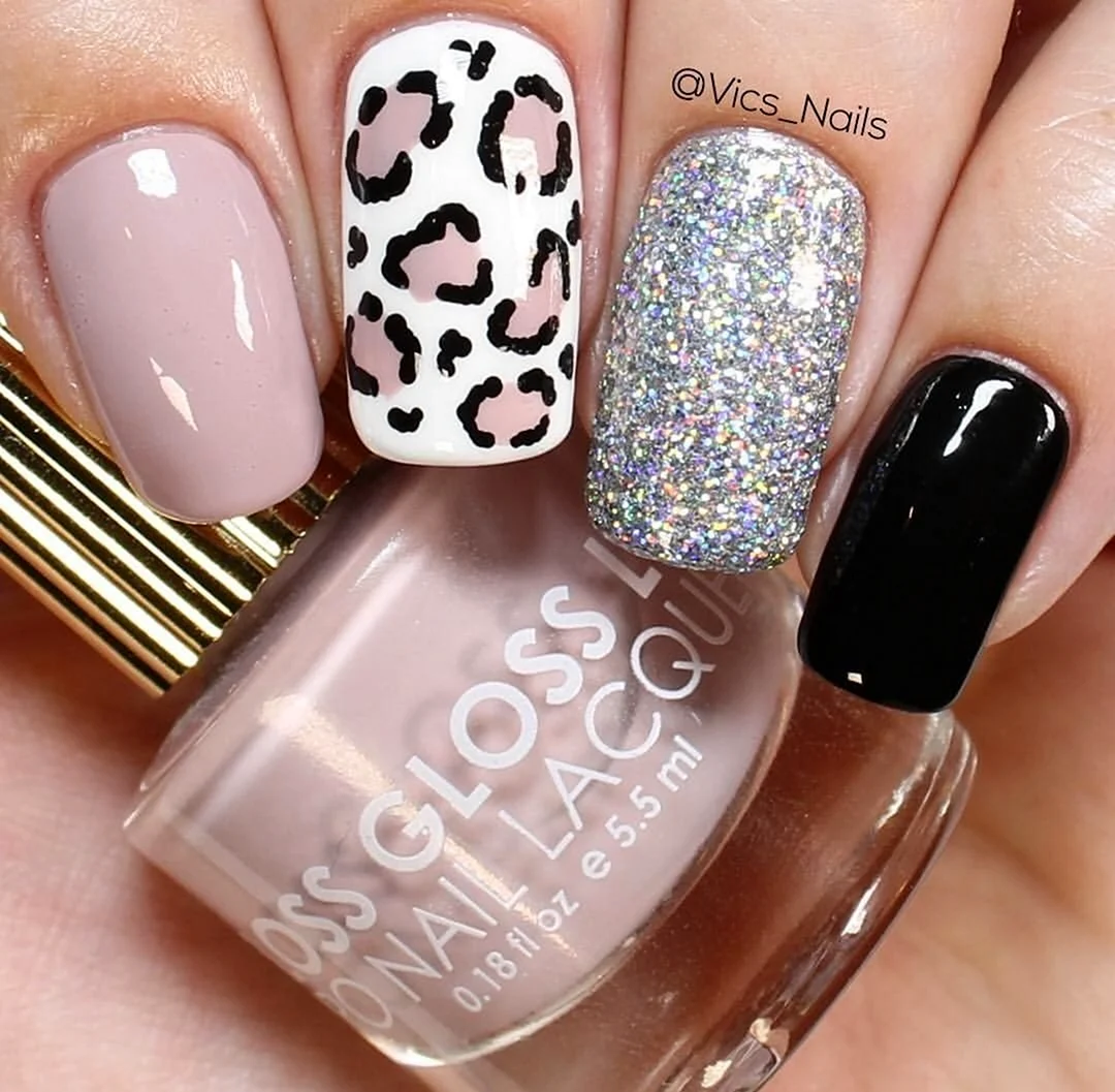 Нежный леопардовый маникюр