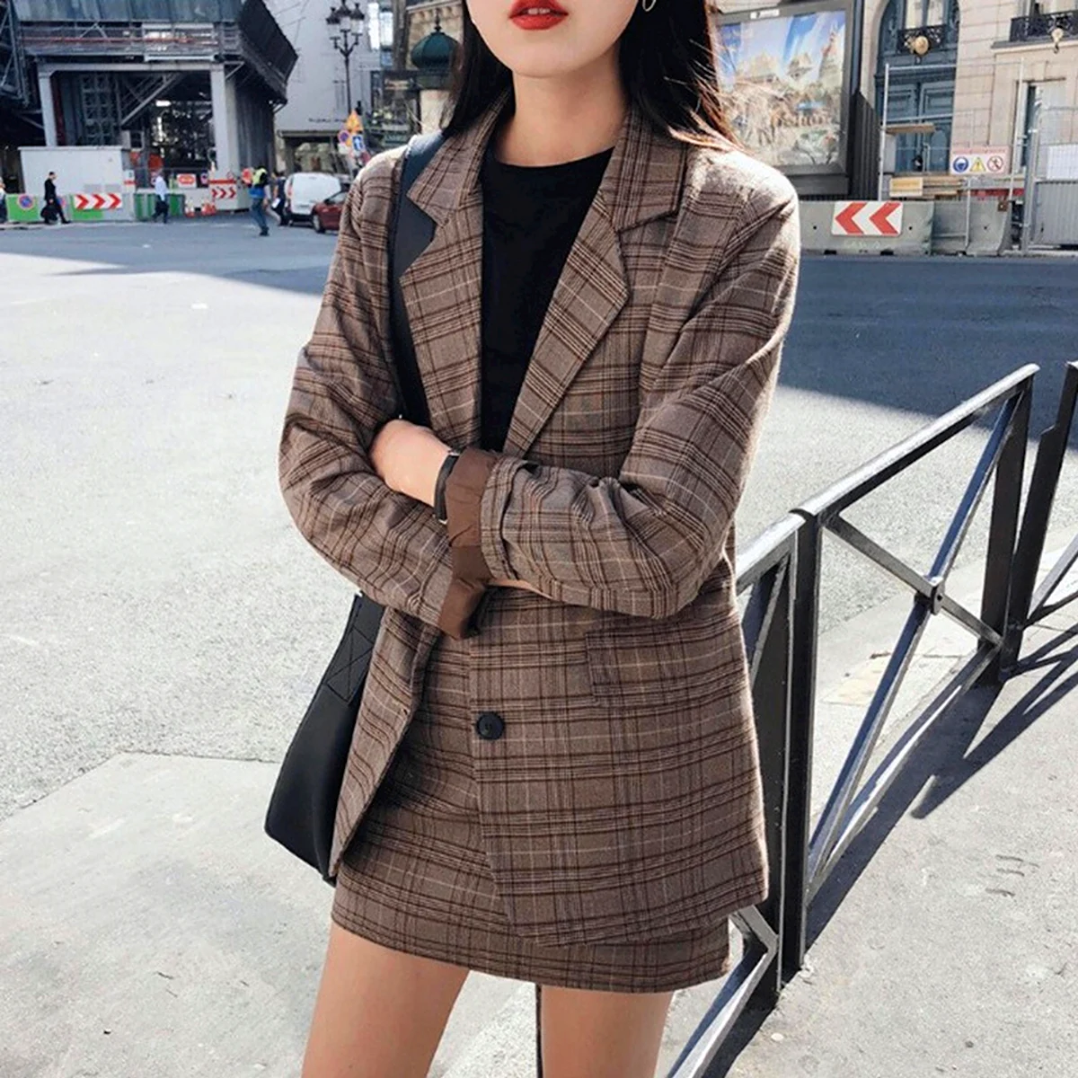Юбка и пиджак в клетку