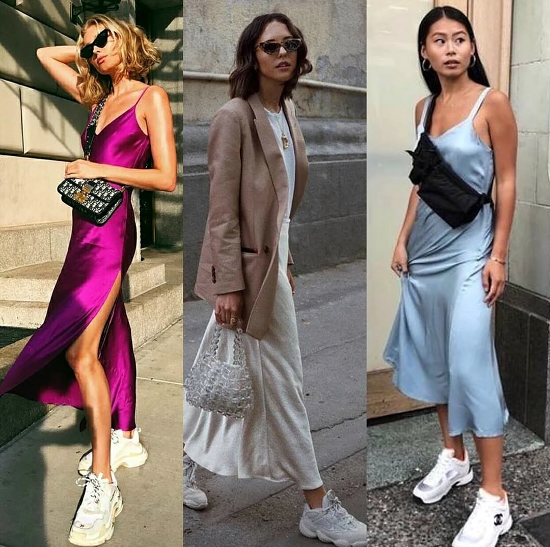 Платье комбинация с кроссовками