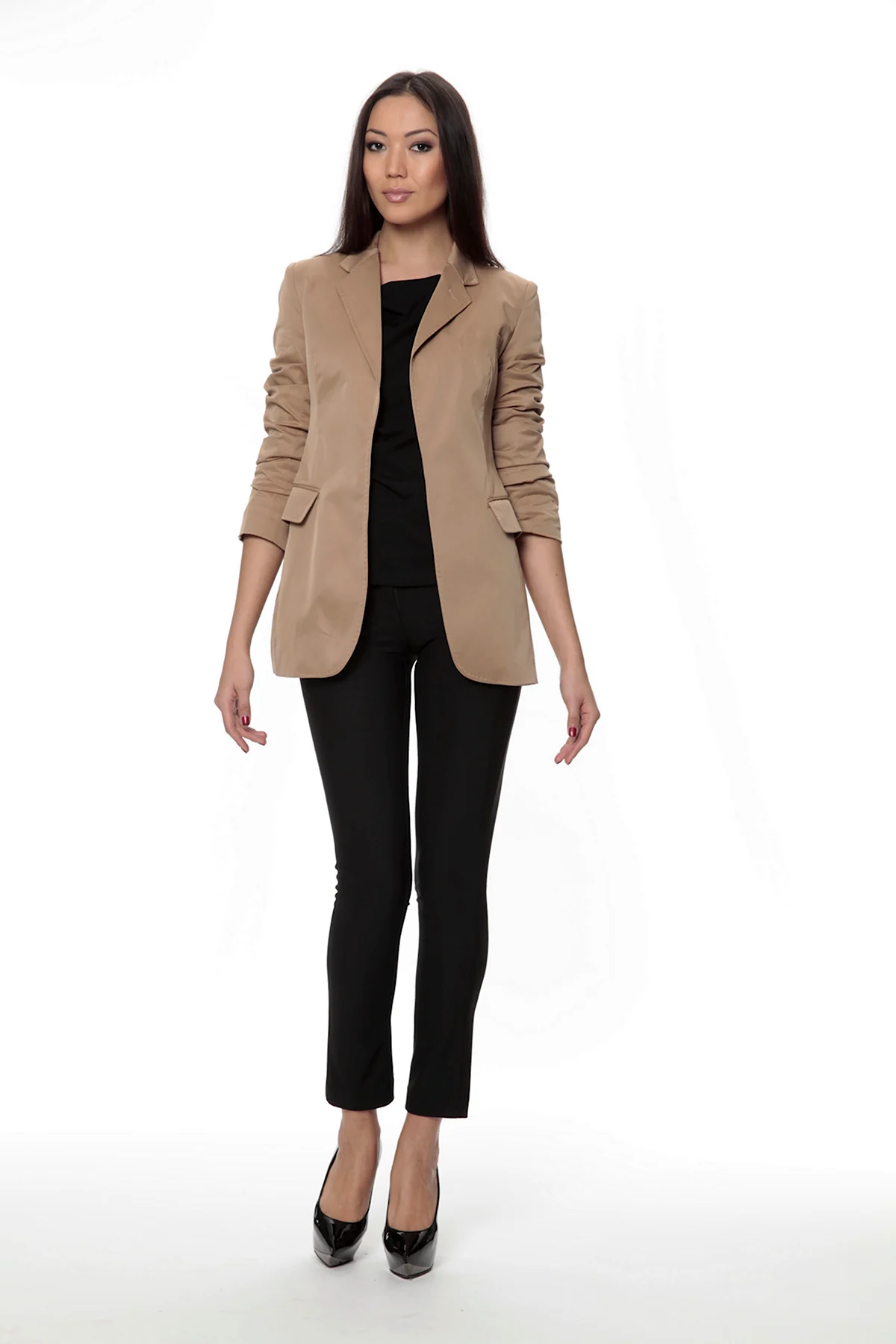 Пиджак женский удлиненный бежевый