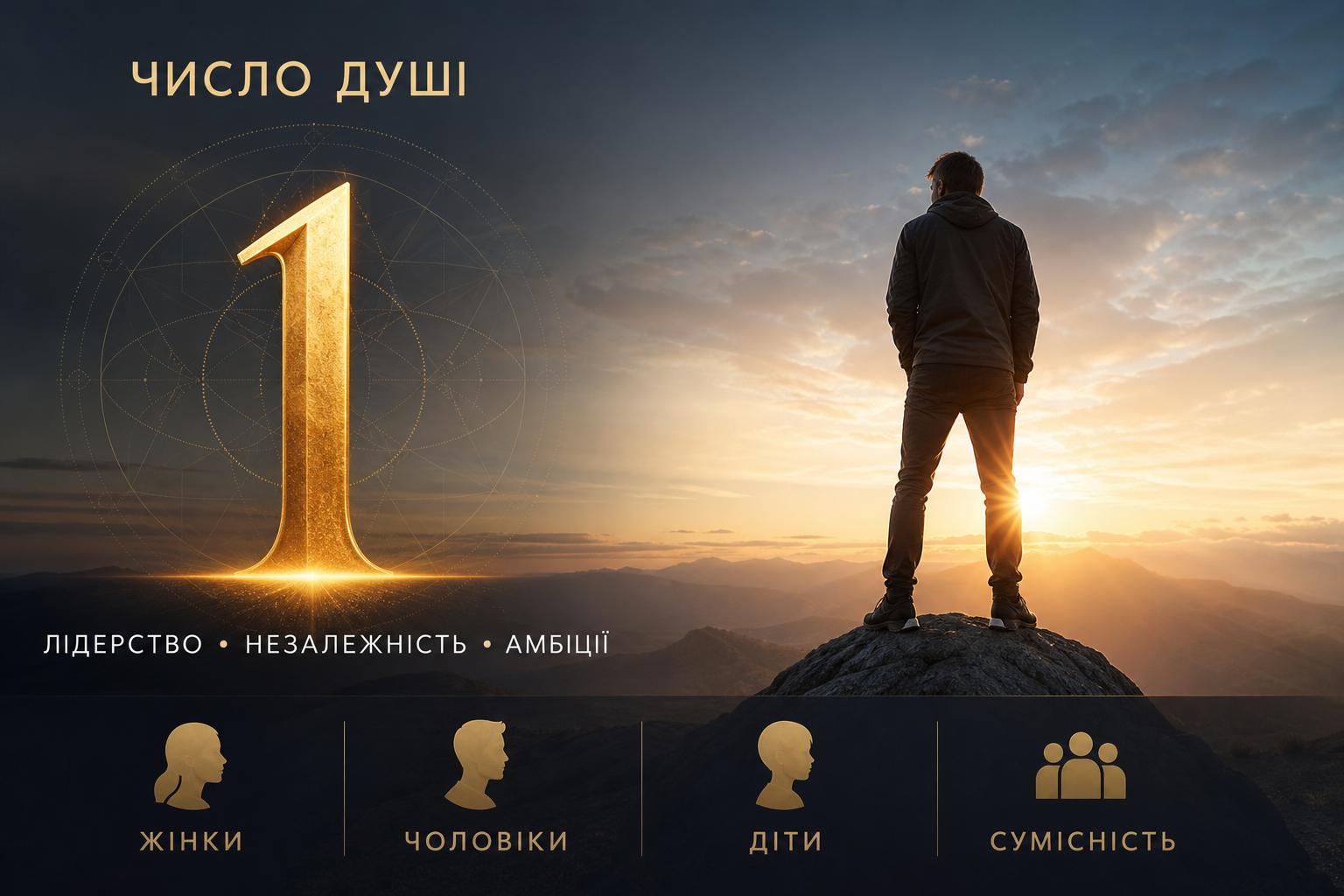 Число душі 1: значення, характеристика жінок, чоловіків і дітей. Сумісність числа 1 з іншими числами Число душі 1: значення, характеристика жінок, чоловіків і дітей. Сумісність числа 1 з іншими числами