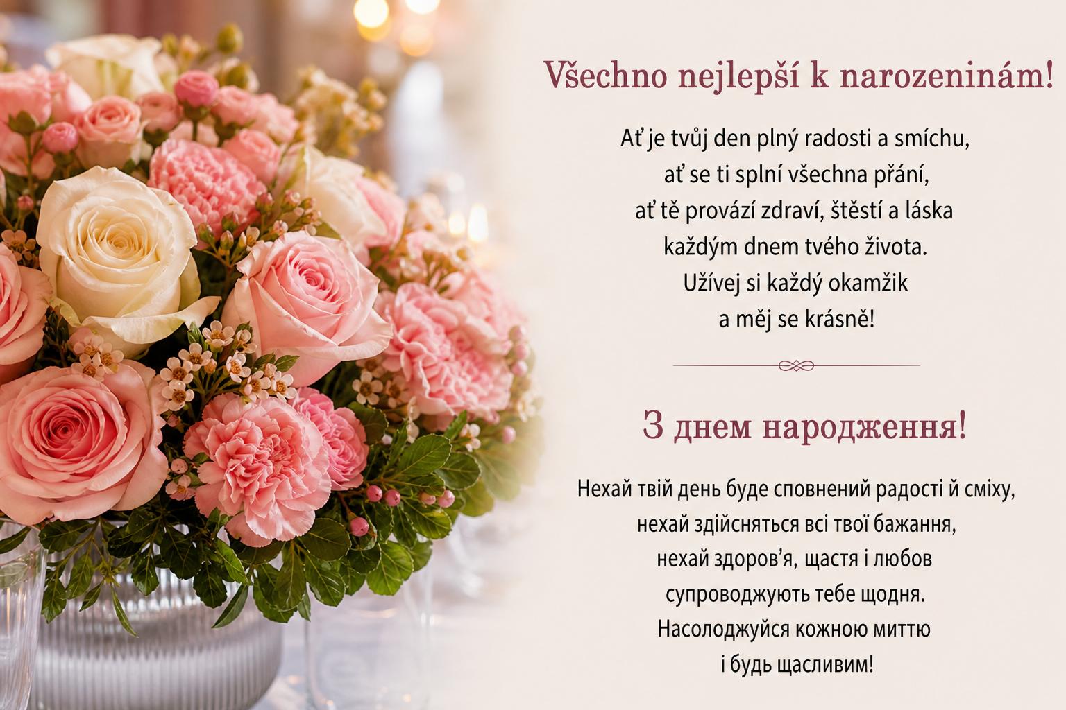 Привітання з днем народження чеською мовою з перекладом українською. Привітання у віршах Привітання з днем народження чеською мовою з перекладом українською. Привітання у віршах