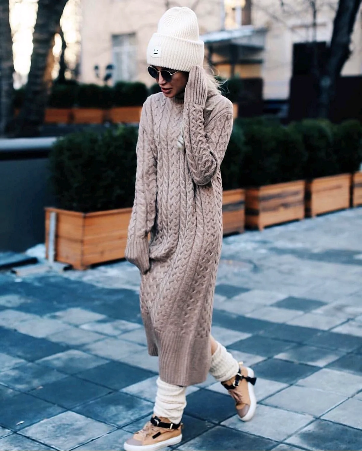 Платье крупной вязки