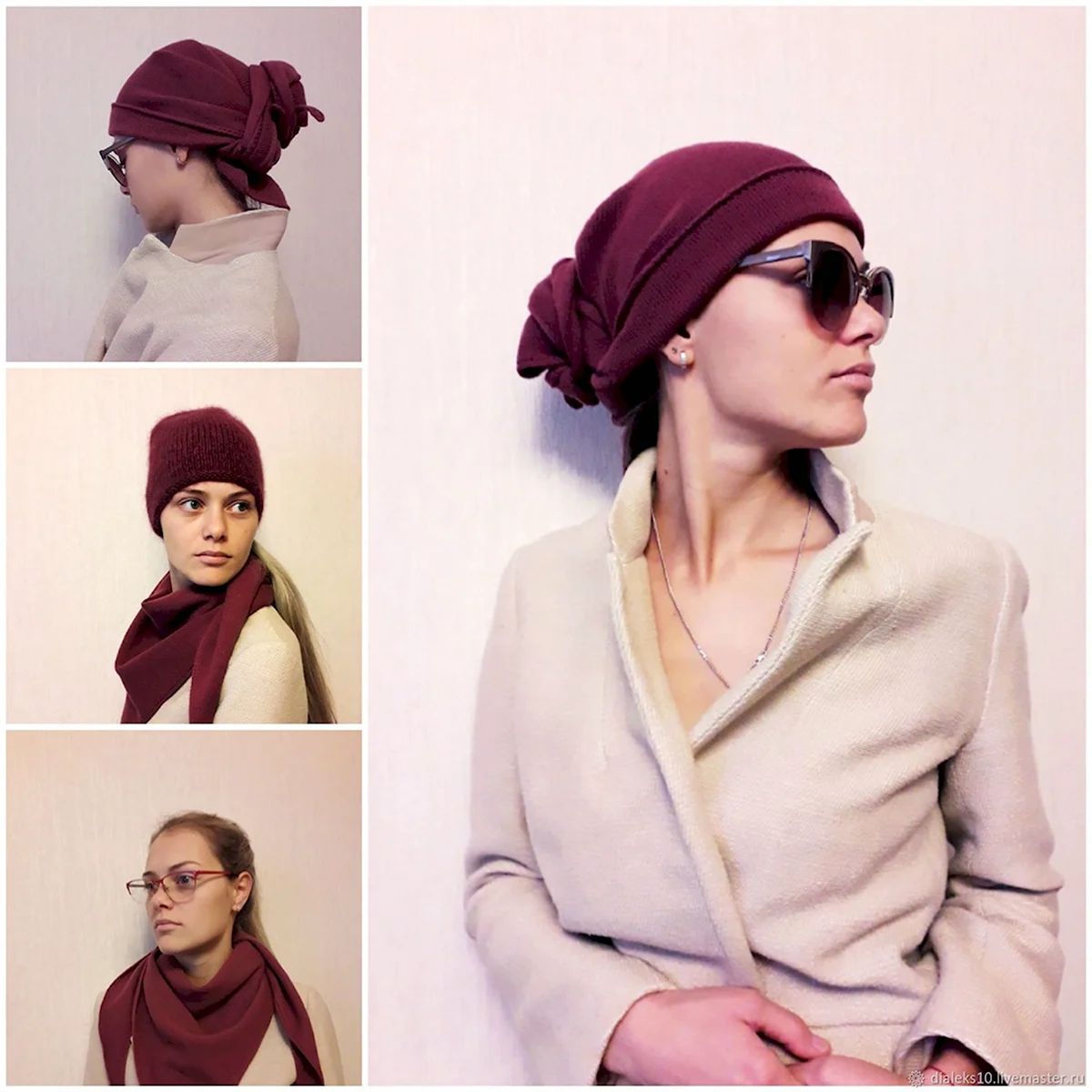 Модная вязаная косынка на голову