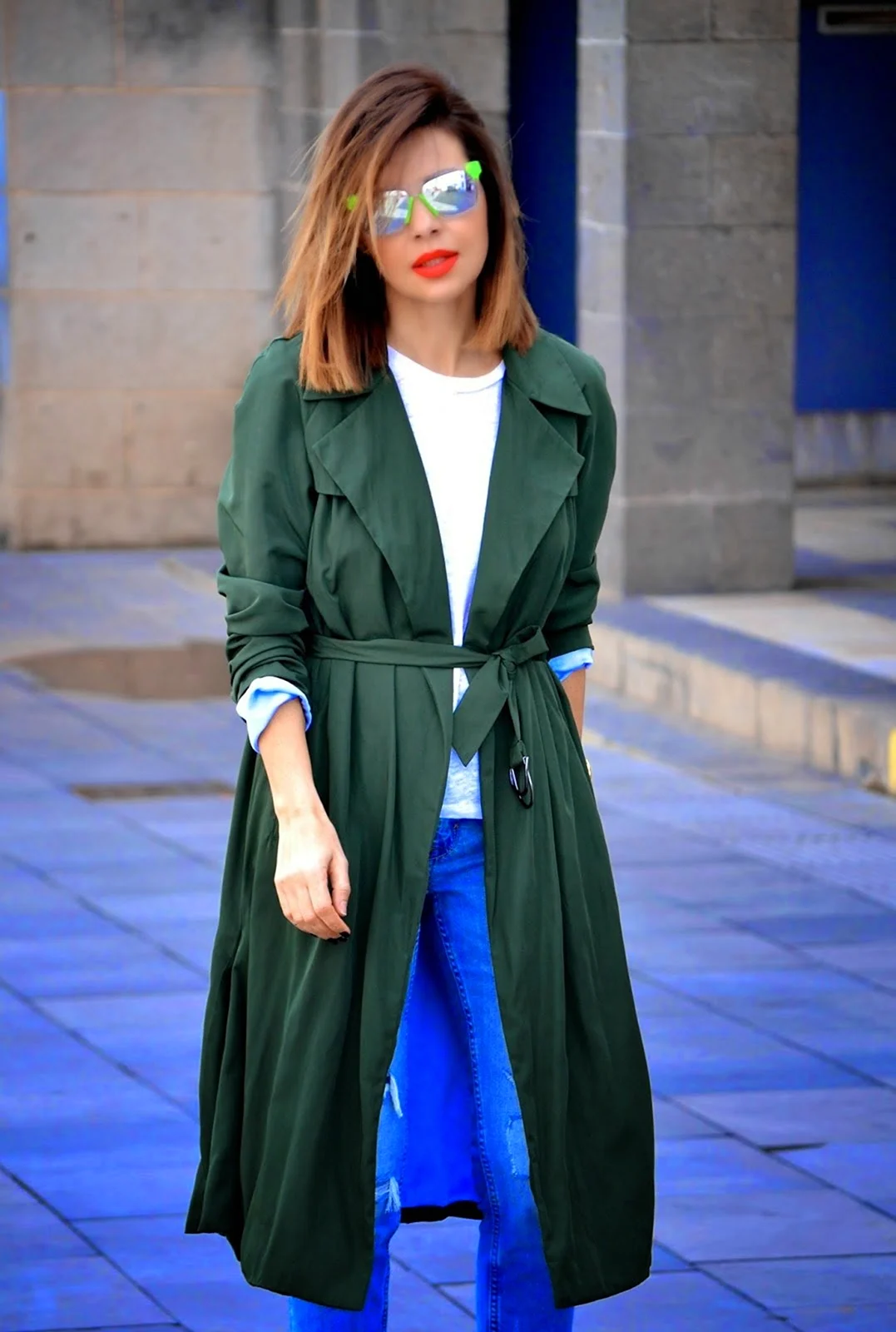 Тренч Зара зеленый