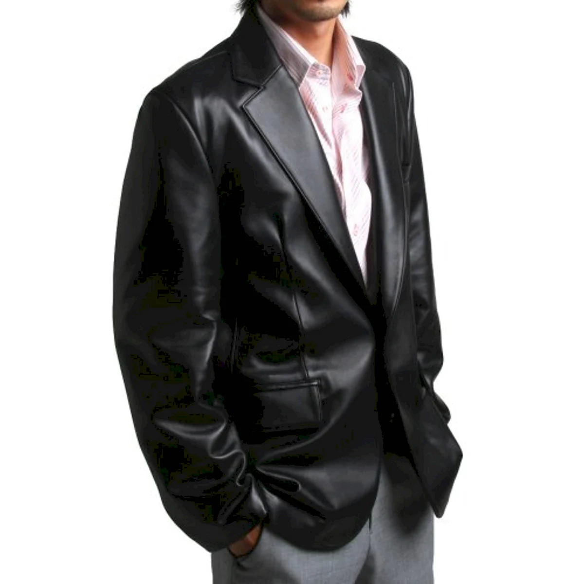 Белый кожаный пиджак мужской