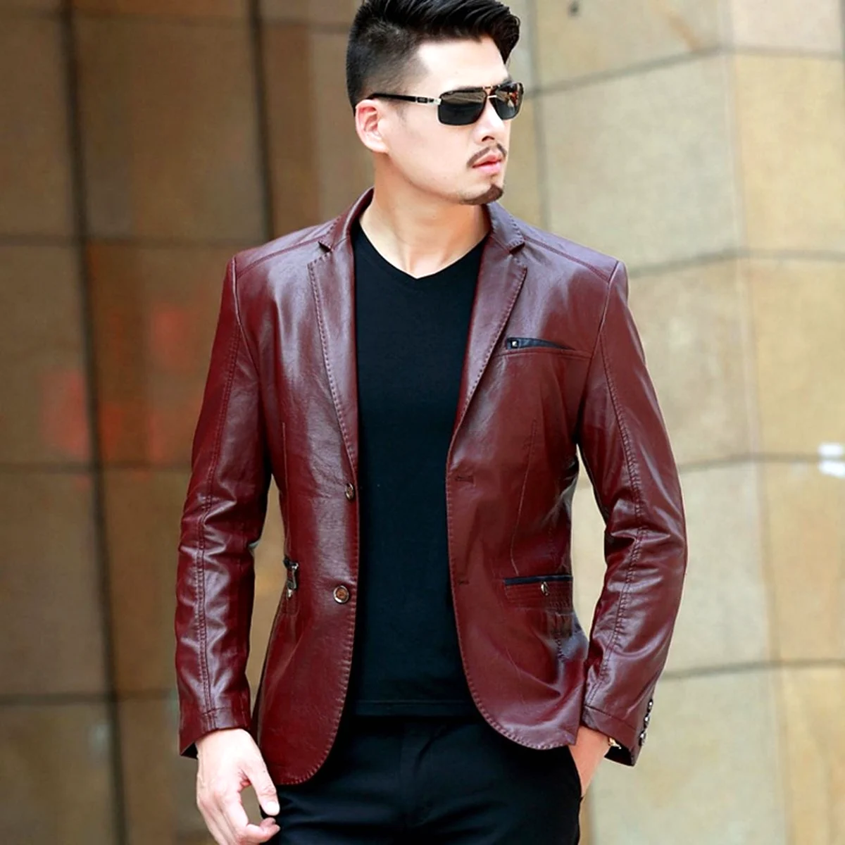Кожаный пиджак мужской
