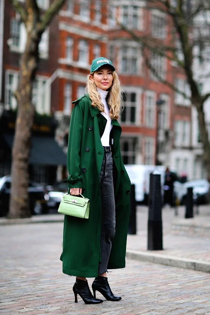 Зеленый тренч стрит стайл