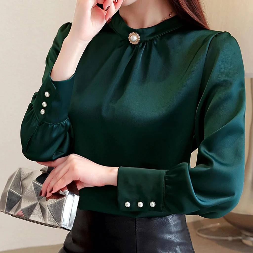 Шифоновая блузка с длинным рукавом