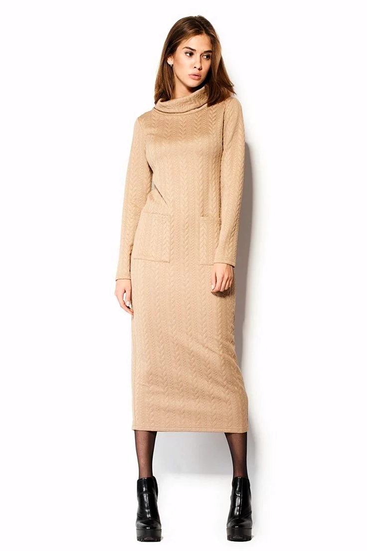 Zara платье бежевое шерстяное