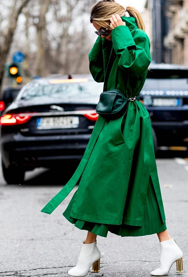 Зеленый тренч стрит стайл