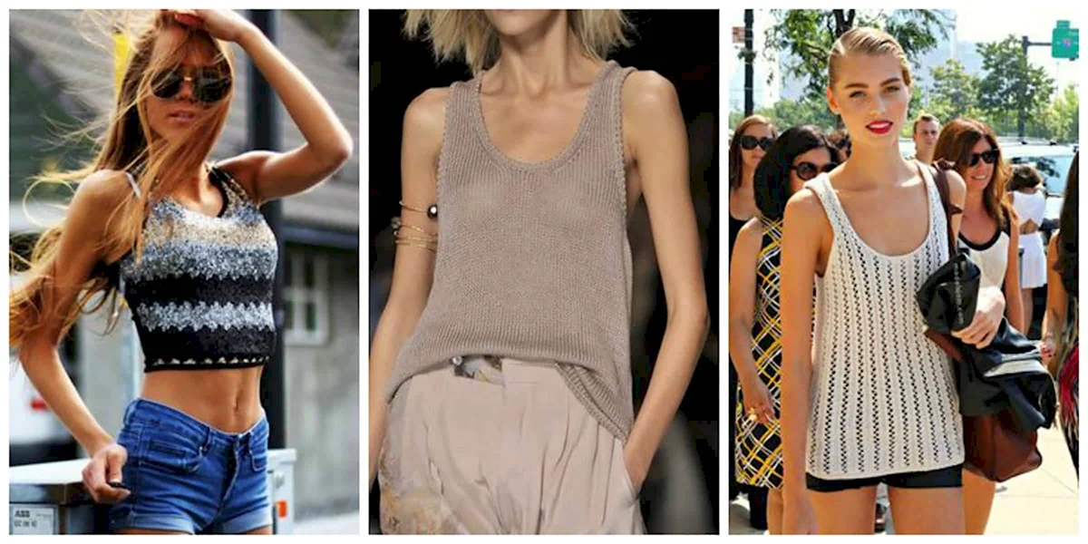 Вязаный топ на рубашку