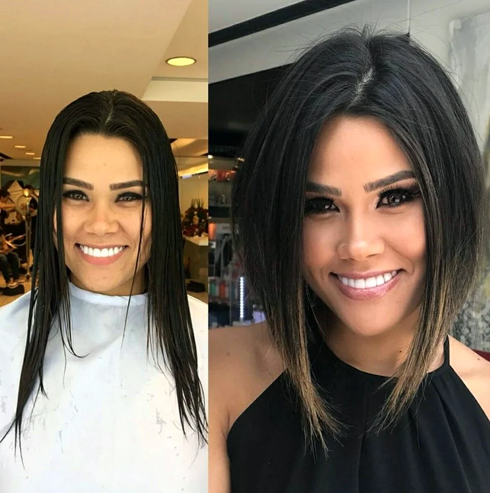 Стрижка каре до и после