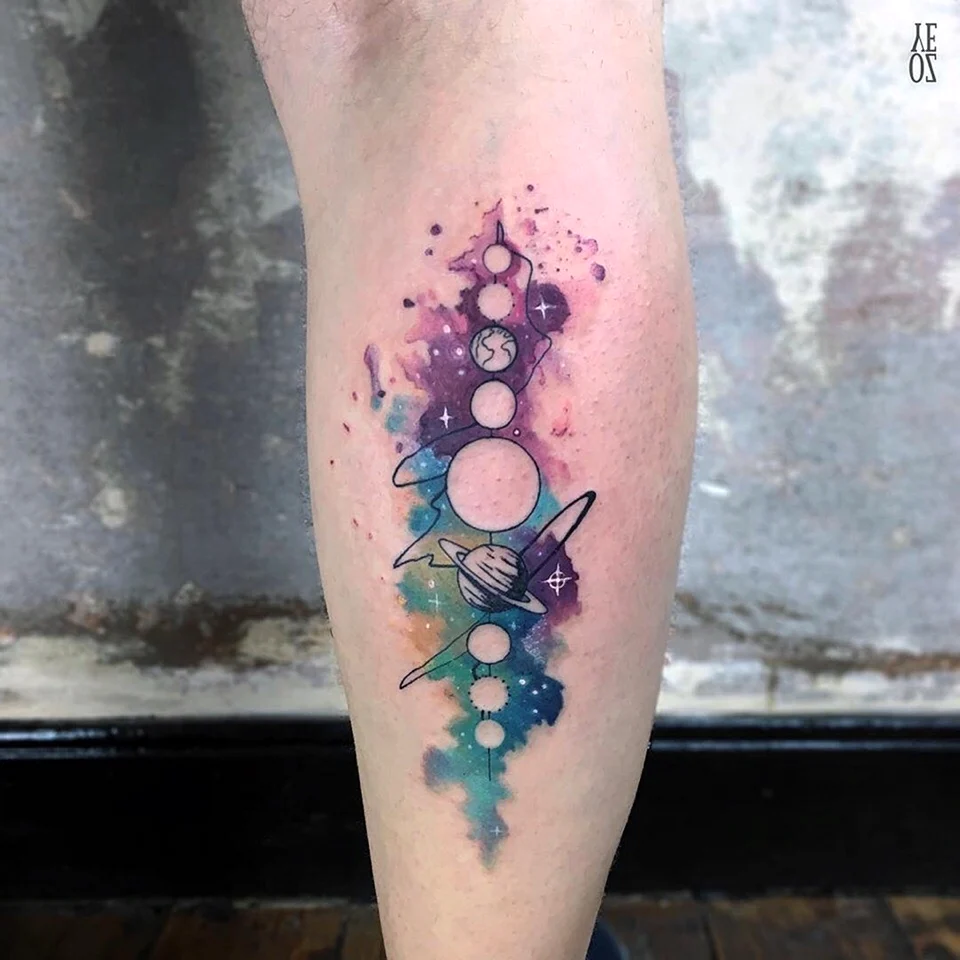 Маленькие цветные тату космос