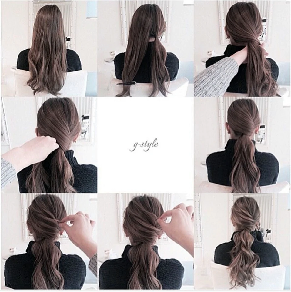 Красивый хвостик на средние волосы пошагово