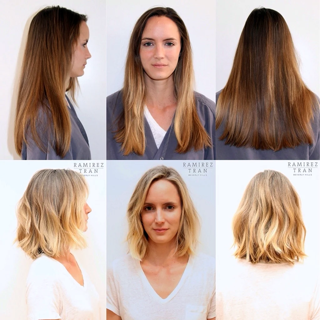 Каре и длинные волосы до и после