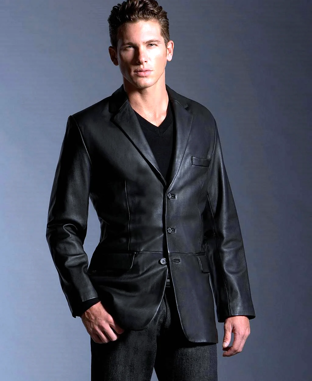 Кожаный пиджак мужской