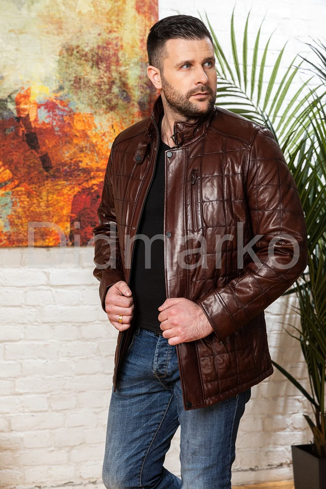 Кожаные куртки мужские Весна лето 2021