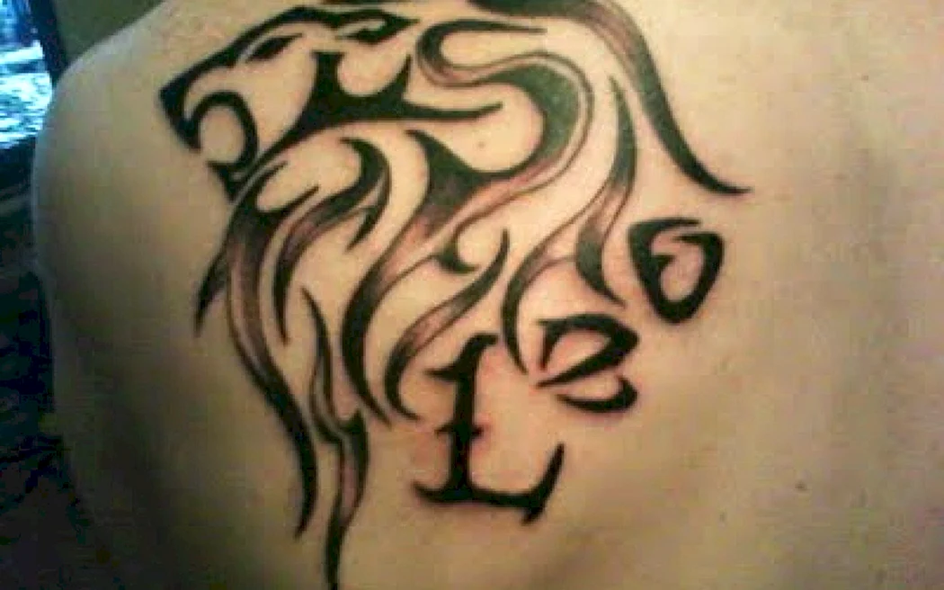 Тату знак зодиака Лев для мужчин