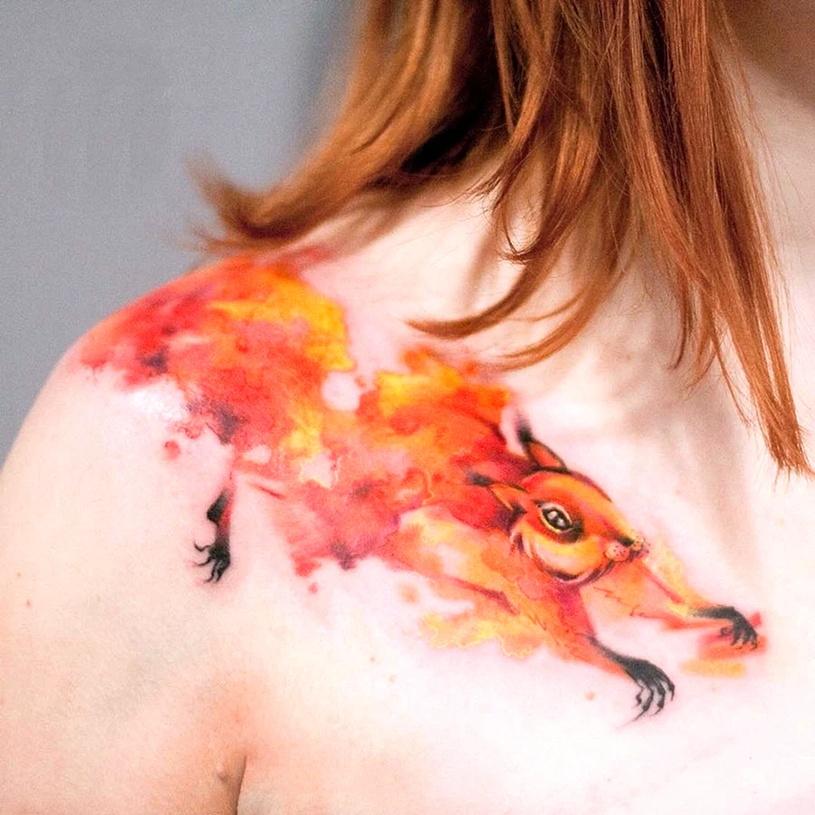 Тату белка на плече