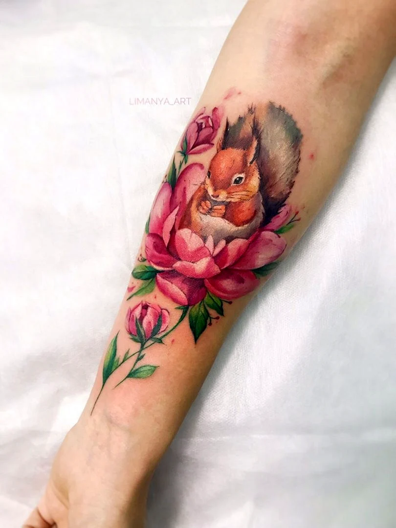 Тату белка цветная